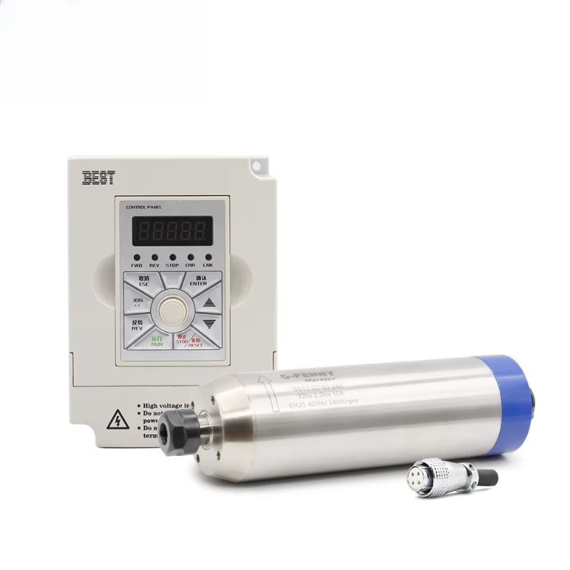 2.2Kw Water Cooled Spindle Kit Vfd - ชุดมอเตอร์แกนหมุนระบายความร้อนด้วยน้ำ 2.2 กิโลวัตต์ พร้อมอินเวอร์เตอร์ VFD สำหรับงานไม้