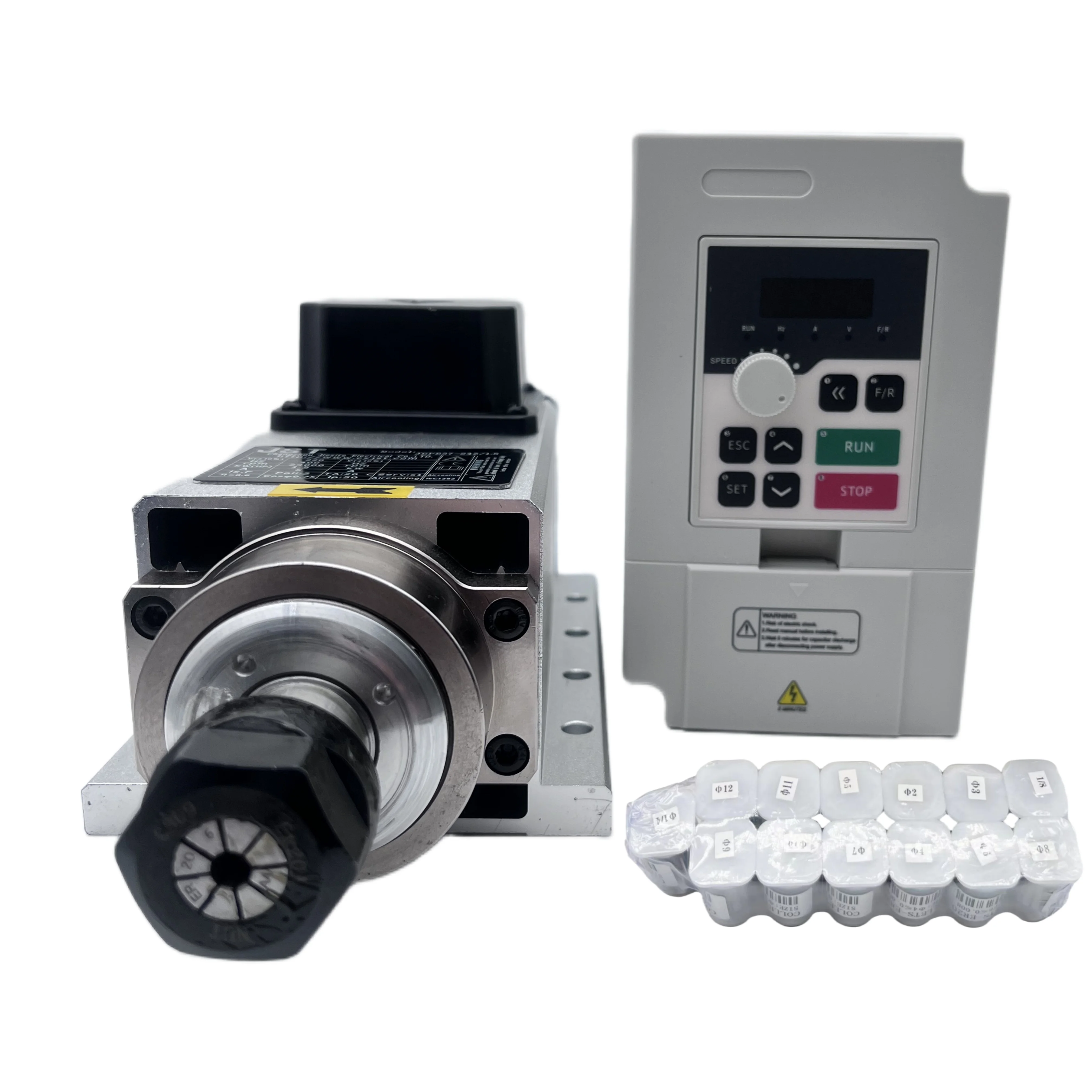 ชุดมอเตอร์แกนหมุน CNC 1.5KW ER - Air Cooled 1.5Kw Spindle Motor Inverter 110V บทวิจารณ์และราคา