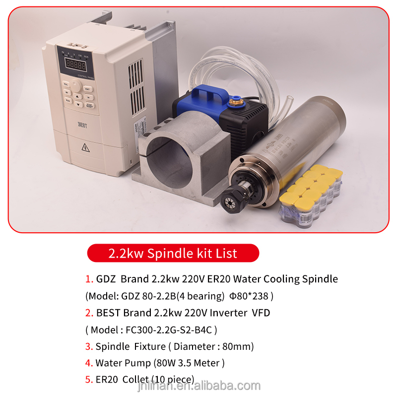 ชุดอินเวอร์เตอร์ VFD มอเตอร์แก - 2.2Kw Water Cooled Spindle Kit Vfd บทวิจารณ์และราคา