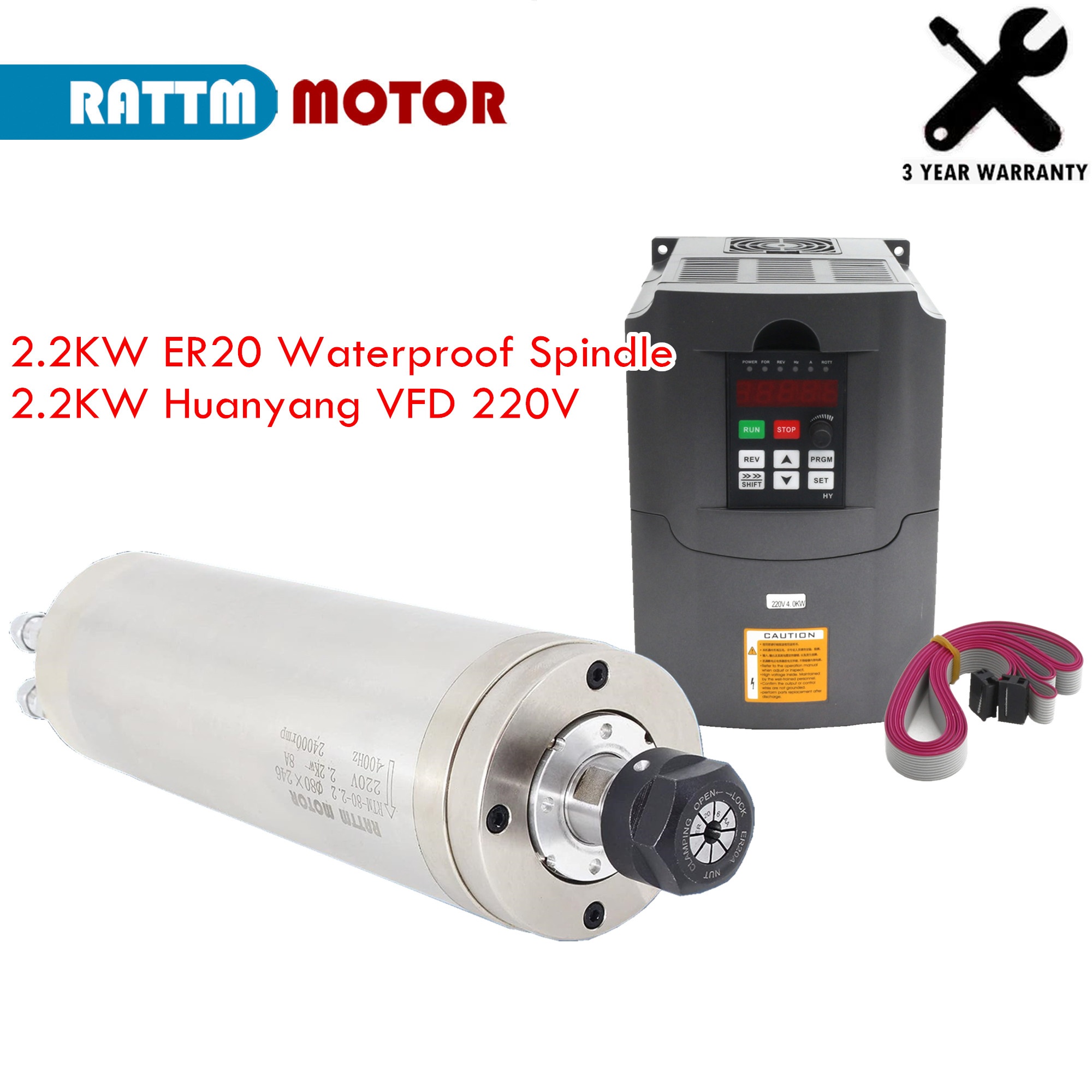กันน้ําระบายความร้อนด้วยน้ํา C - 2.2Kw Water Cooled Spindle Kit Vfd บทวิจารณ์และราคา